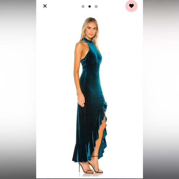 Lovers and Friends Teal Velvet Dress - Picture 2 of 5